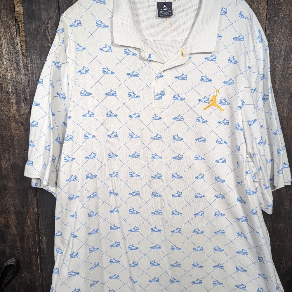Vintage Nike Jordan shoes all over print polo... Rare 4 XL